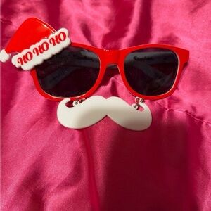 Sunstaches Santa Sunglasses with Mustache - Red and White